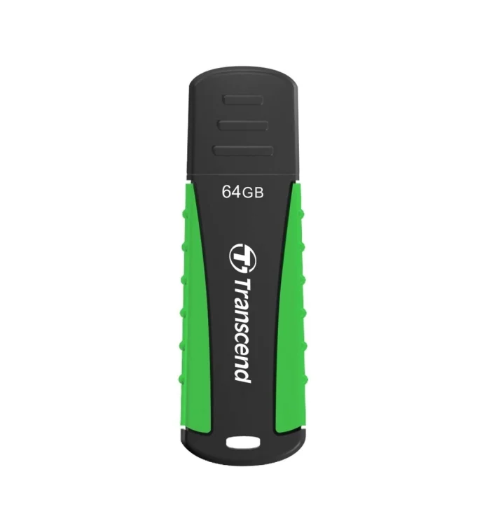 USB флашка Transcend 64GB USB 3.1, черно/зелено, удароустойчива