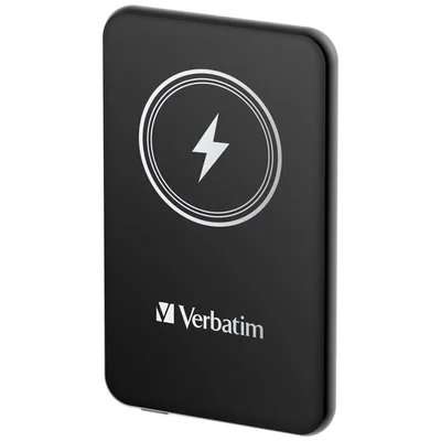 Външна батерия Verbatim MCP-5BK 5000 mAh, USB-C PD 20W, магнитно безжично зареждане 15W, черна