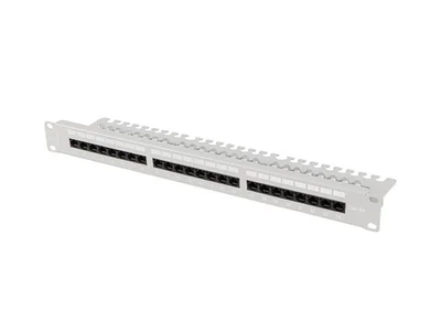 Пач панел Lanberg 24 порта 1U 19" Cat. 6a UTP с организатор за кабели сив