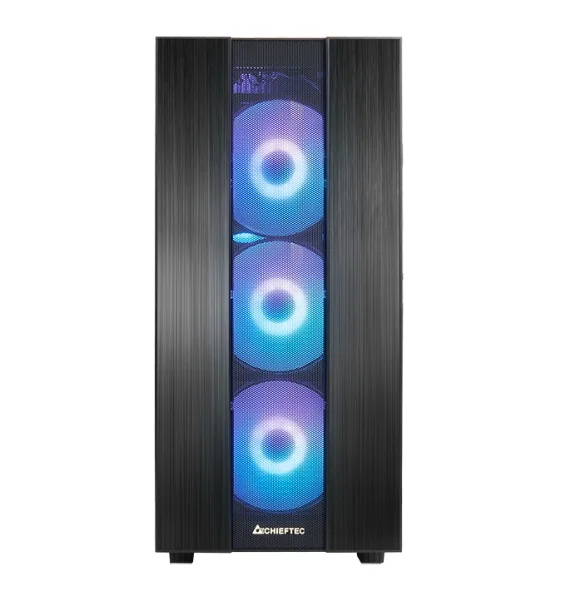 Кутия за компютър Chieftec Hunter II Middle Tower, прозрачен страничен капак, черен