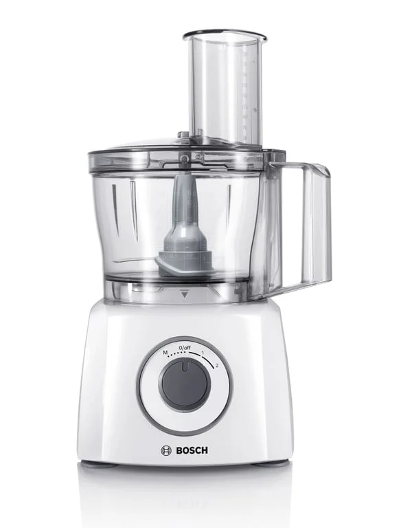 Bosch MCM3100W, Kitchen machine, MultiTalent 3, 800 W, BPA, plastic bowl 2.3 l , Double-sided stainless steel disc for cutting and shredding, Dough attachment, white