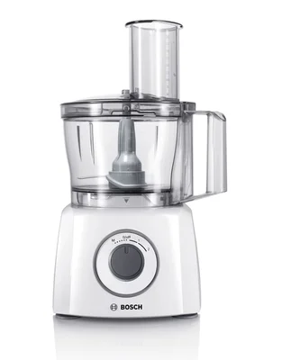 Bosch MCM3100W, Kitchen machine, MultiTalent 3, 800 W, BPA, plastic bowl 2.3 l , Double-sided stainless steel disc for cutting and shredding, Dough attachment, white