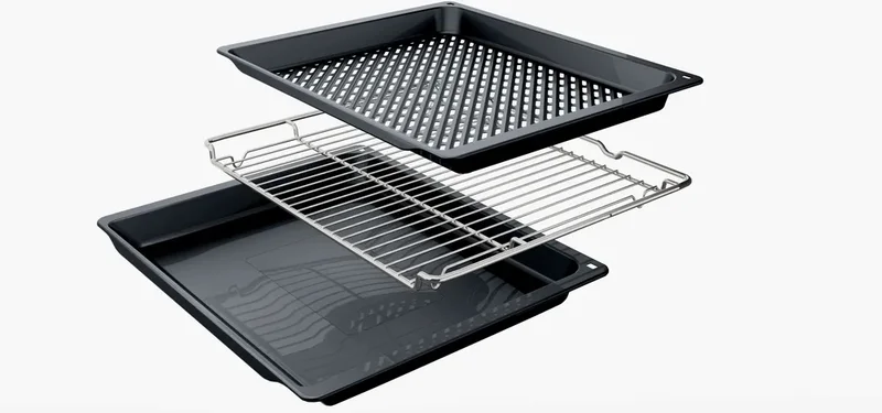 Bosch HBA372EB4, SER4, Oven A+, Pyro+Hydro, 7 HM, AutoPilot 10, 1 lvl rail, full touch control, red/white, glass panel, Air Fry tray, black