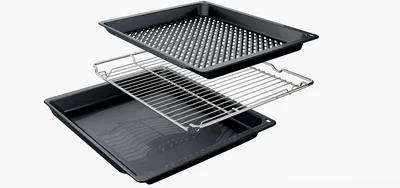 Bosch HBA372EB4, SER4, Oven A+, Pyro+Hydro, 7 HM, AutoPilot 10, 1 lvl rail, full touch control, red/white, glass panel, Air Fry tray, black