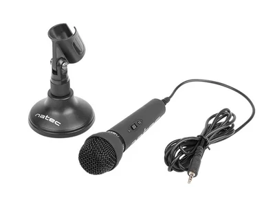 Микрофон NATEC Adder, динамичен, omnidirectional, mini jack, черен