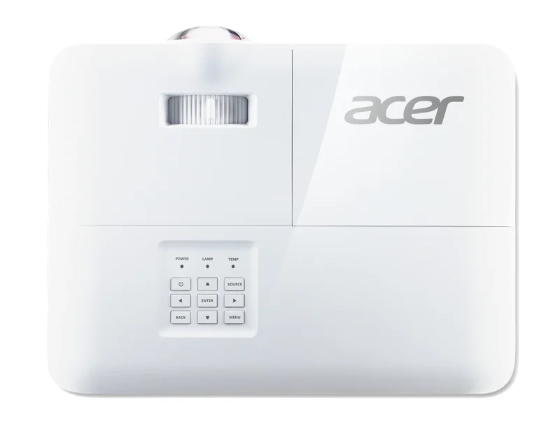 Acer Projector S1386WH, DLP, Short Throw, WXGA (1280x800), 3600 ANSI Lumens, 20 000:1, 1x, 3D ready, HDMI, VGA out, DC Out (5V/1A, USB-A), RCA, Audio in/out, Speaker 16W, Bluelight Shield, Bag, 3.1kg, 3Y, White