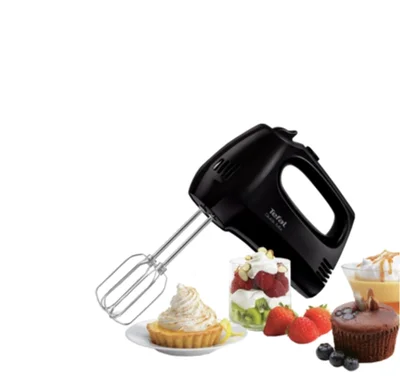 Tefal HT310838, Hand Mixer, 300W, 5 Speeds + turbo,  2 Beaters, 2 Dough hooks, black