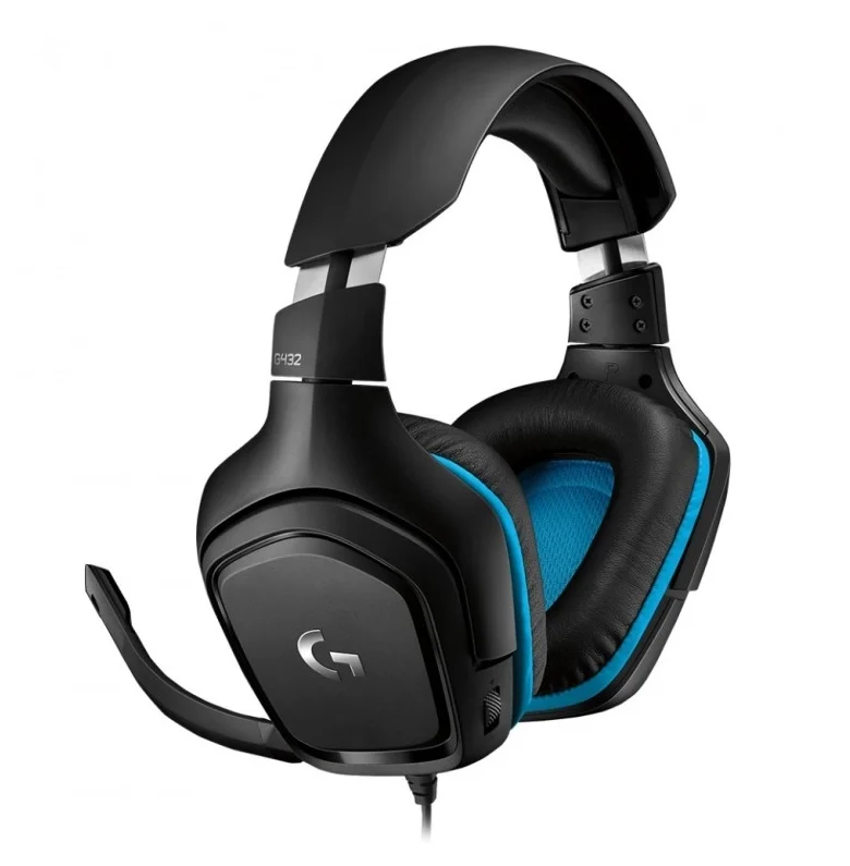 Геймърски слушалки Logitech G432 7.1 съраунд, кожена възглавничка, черни/сини, USB