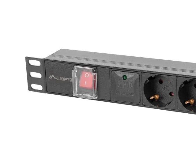 Lanberg power distribution unit (pdu) 19" 1U 16a 2m 5x schuko outlets black