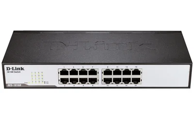 D-Link 16-Port 10/100Mbps Fast Ethernet Unmanaged Switch, rack mountable