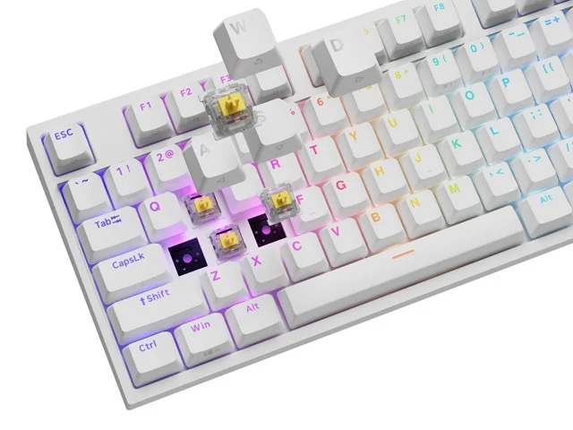 Геймърска механична клавиатура Genesis Thor 404 White RGB Backlight Gateron Peach Silent, US Layout