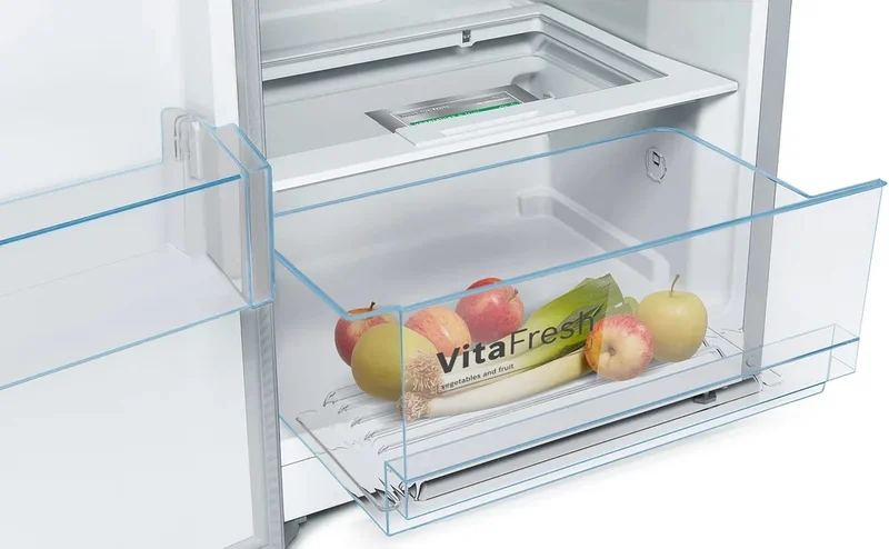 Bosch KSV36FIEP SER4, FS refrigerator, E, 186/60/65cm, 346l, 39dB, VitaFresh, EasyAccess shelves, SuperCooling, fan, display, handle, Stainless steel with fingerprint protection