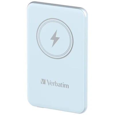 Външна батерия Verbatim MCP-5BE 5000 mAh, USB-C PD 20W, Магнитно безжично зареждане 15W, синя
