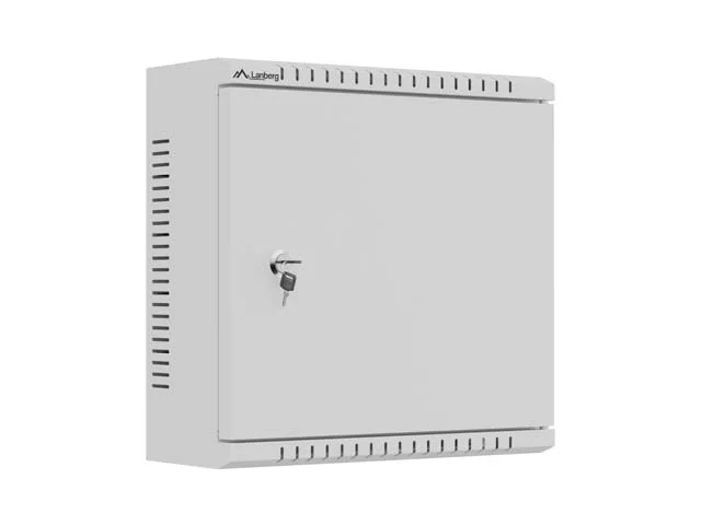 Комуникационен шкаф LANBERG – TPR, 10", 2U, 340 x 340 x 140 mm, стенен монтаж, с метална врата, сив