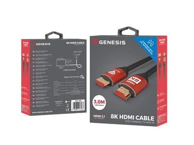 HDMI кабел Genesis Ultra High-Speed 3m 8K V2.1 (черен/червен)