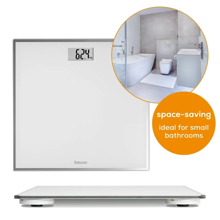 Електронен кантар Beurer GS 120 Kompakt, стъклен, до 150 кг, LCD дисплей, черен/прозрачен