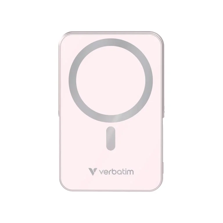 Външна батерия Verbatim Charge 'n' Go 10000mAh, магнитно безжично зареждане, стойка, розова