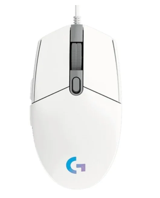 Геймърска мишка Logitech G102 Lightsync RGB, 8000 DPI, 6 програмируеми бутона, бяла