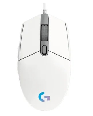 Геймърска мишка Logitech G102 Lightsync RGB, 8000 DPI, 6 програмируеми бутона, бяла