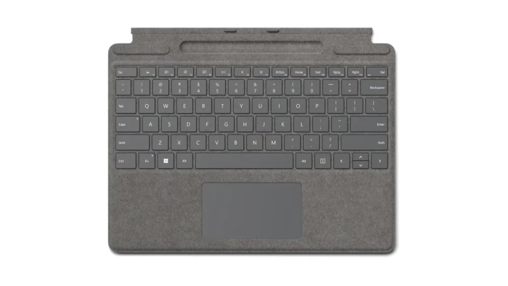 Microsoft Surface Pro Signature Keyboard ONLY Eng Intl CEE Hdwr Commercial Platinum, With Pen Storage & Charging