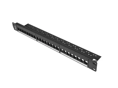 Пач панел Lanberg 24 порта 1U, празен, за keystone модули, черен