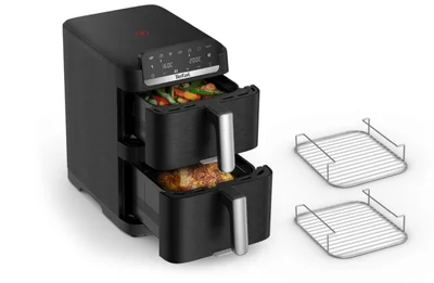 Уред за здравословно готвене Tefal EY7568E0 Crispy Stack Genius+ аксесоари, 10 л, 2700 W, черен