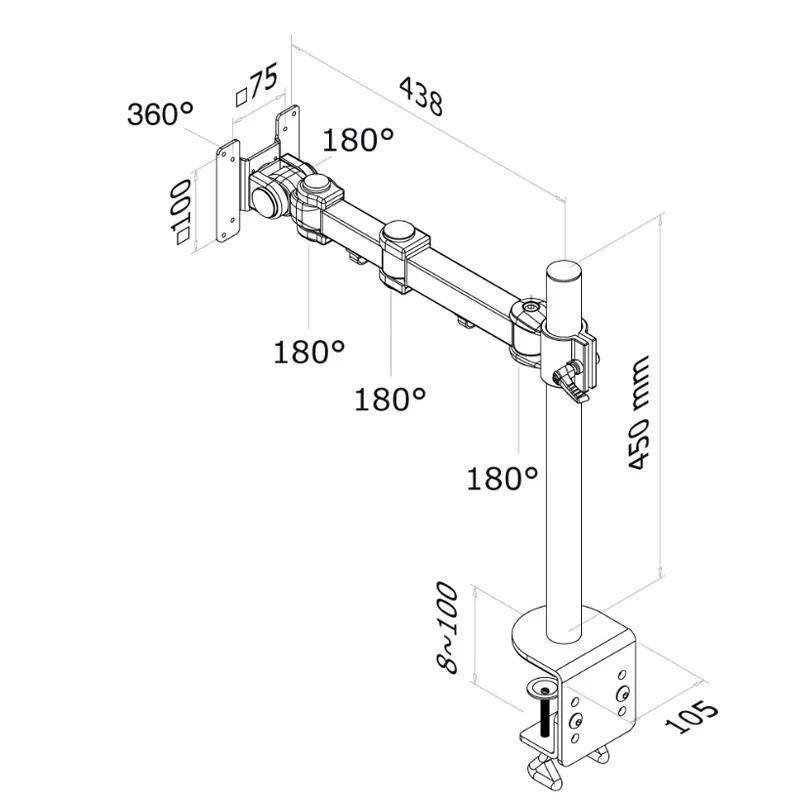 Neomounts Flat Screen Desk Mount (clamp)