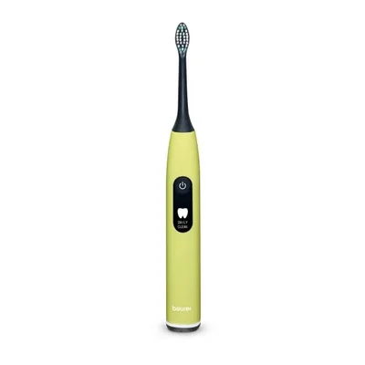 Beurer SC 50 splashy lemon Electric Sonic Toothbrush, up to 80,000 mov/min, 5 cleaning programs: Clean, Sensitive, Polish, Gum Care, Whiten, Pressure sensor , 2-min. timer, Incl. 2 toothbrush heads and magnetic charging plate, 22 days of battery life