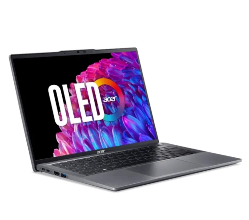 Лаптоп Acer Swift Go SFG14-63-R1DP 14" OLED 2.8K 90Hz, AMD Ryzen 7 8845HS, 16GB RAM, 512GB SSD, AMD Radeon Graphics, Windows 11 Home, Steel Gray