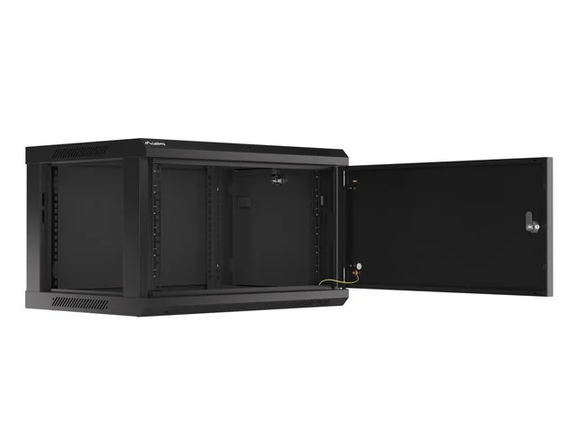 Lanberg rack cabinet 19" wall-mount 6U/600x450 for self-assembly with metal door black (flat pack)