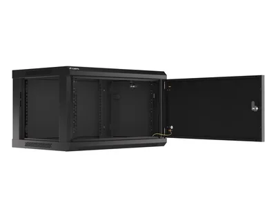 Lanberg rack cabinet 19" wall-mount 6U/600x450 for self-assembly with metal door black (flat pack)