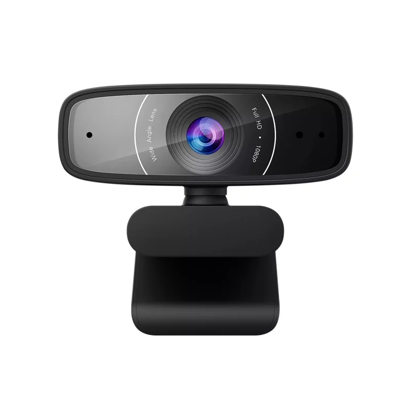 Asus WEBCAM C3, USB camera with 1080p 30 fps recording, beamforming microphone for better live-streaming video and audio quality, and adjustable clip that fits various devices