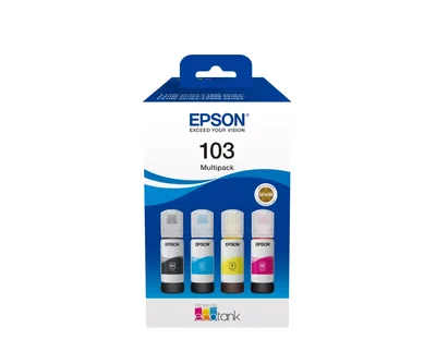 Мастило Epson 103 EcoTank Multipack C13T00S64A черно, cyan, magenta, yellow 4x65ml
