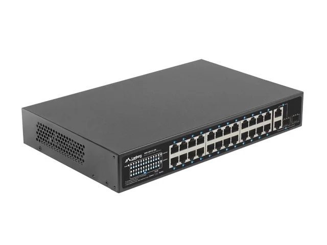 Мрежов суич Lanberg 24x 100BASE-T PoE+/2x SFP Rackmount Gigabit Ethernet 360W v2