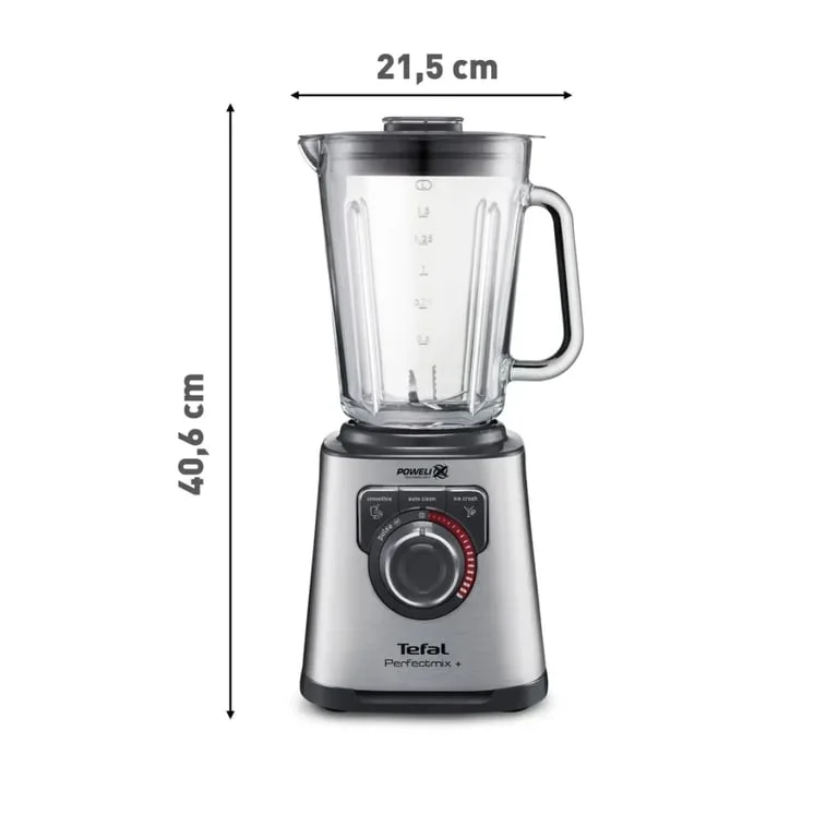Tefal BL811D38, Mastermix Premium Blender, 1200 W, Thermo jug of impact glass, Total capacity: 2l, Speed control button, 6 removable blades, 3 programs, stainless steel