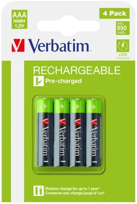 Акумулаторна батерия Verbatim AAA HR03 950mAh NiMH 1.2V, 4 броя