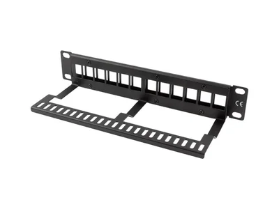 Lanberg patch panel blank 12 port 1U with organizer for keystone modules black