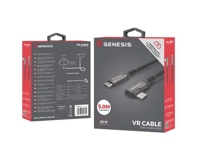 Genesis Cable USB-C M/M 3.1 GEN 2, 10GB/S PD60W VR, 5m, Black