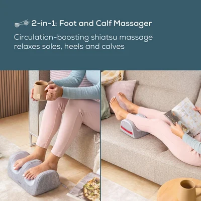 Beurer FM 42 Foot and calf massager; 2-in-1: Foot and calf massager; Soothing Shiatsu foot massage; Optional heat function; up to EU shoe size 48; 3 intensity levels