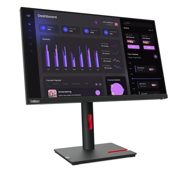 Lenovo ThinkVision T24i-30 23.8", IPS, AG, 4 ms, 250 cd/m2, 1000:1, 1920x1080, 60Hz, Tilt, Swivel, Pivot, Height Adjust Stand, HDMI, DP, VGA, 5 x USB