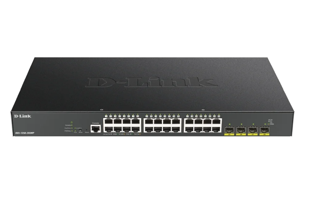 D-Link 24-port Gigabit PoE Smart Managed Switch with 4x 10G SFP+ ports, 370Watts