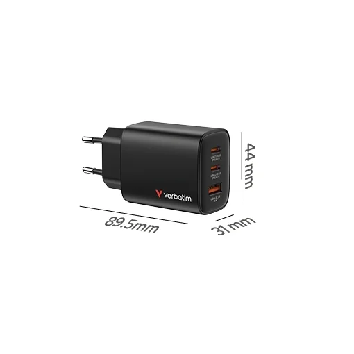 Зарядно устройство Verbatim Essentials GaN 65W, EU, черен
