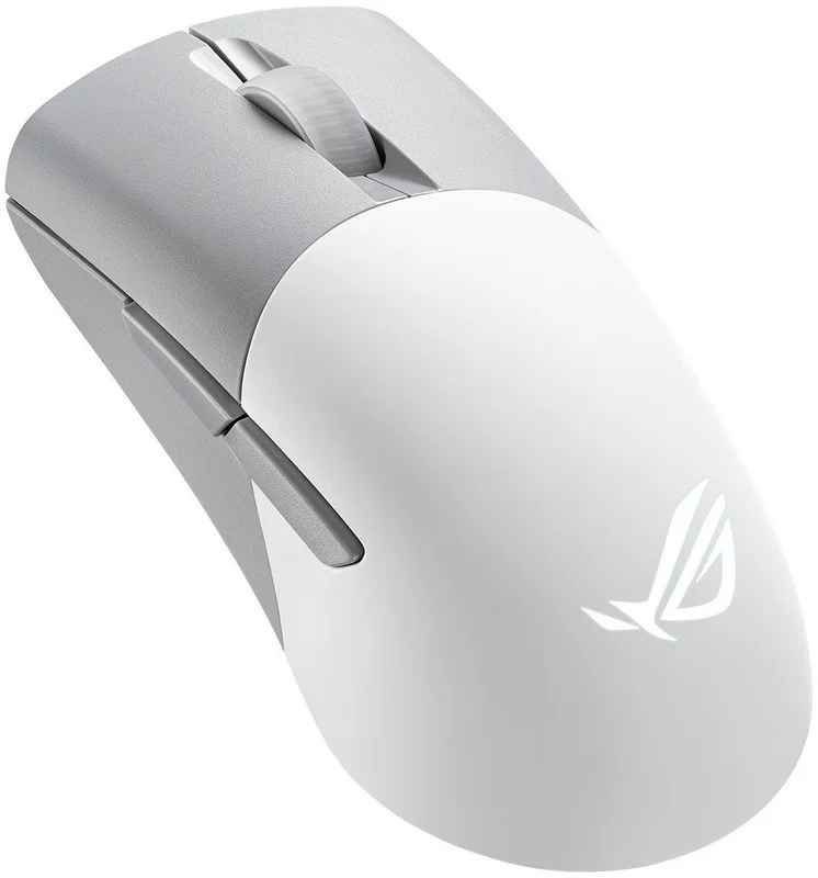Asus ROG Keris Wireless AimPoint Gaming Mouse, Tri-mode connectivity (2.4GHz RF, Bluetooth, Wired), 36000 DPI sensor, 5 programmable buttons, ROG SpeedNova, Replaceable switches, Paracord cable, White
