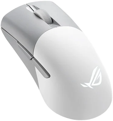 Asus ROG Keris Wireless AimPoint Gaming Mouse, Tri-mode connectivity (2.4GHz RF, Bluetooth, Wired), 36000 DPI sensor, 5 programmable buttons, ROG SpeedNova, Replaceable switches, Paracord cable, White