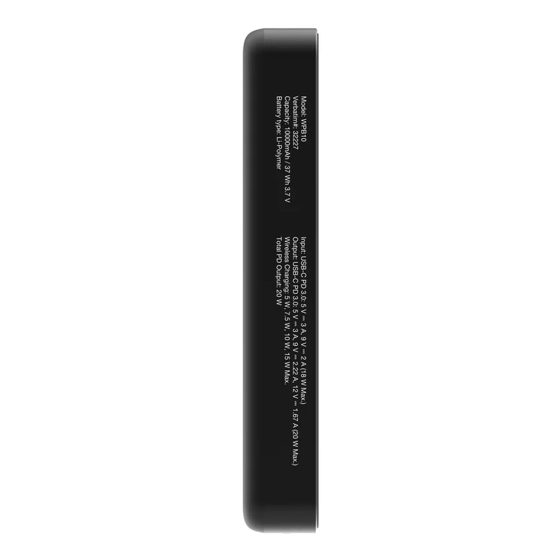 Външна батерия Verbatim Charge 'n' Go Essentials Magnetic Wireless 10000mAh Черен