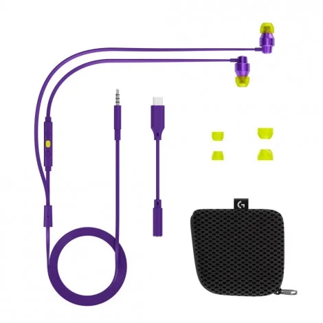 Logitech G333 Gaming Headphones, Cable Management, Custom-length Cable, Dual Dynamic Drivers, Purple