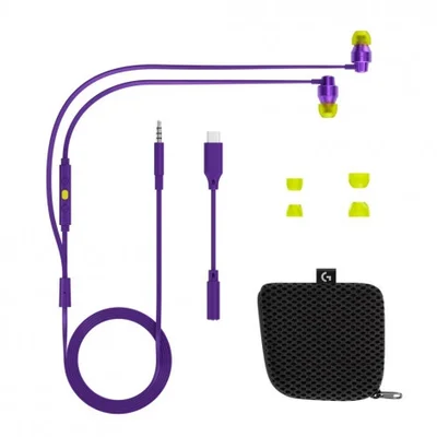 Logitech G333 Gaming Headphones, Cable Management, Custom-length Cable, Dual Dynamic Drivers, Purple
