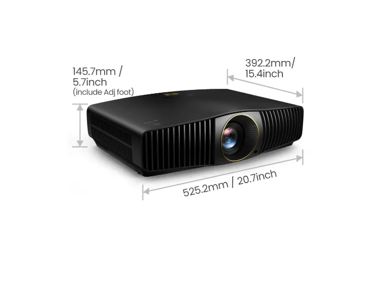 BenQ W5800 Laser Home Cinema Projector, 4K UHD (3840?2160), 2600 ANSI lumens, 1.6x, 1.52~2.45 Throw Ratio, 3D, Vertical Keystone, Motorized Glass Lens, HDMIx2 (eARC 7.1 channel), RJ45, USBx2, RS232, No Speaker, 10.5kg, Black
