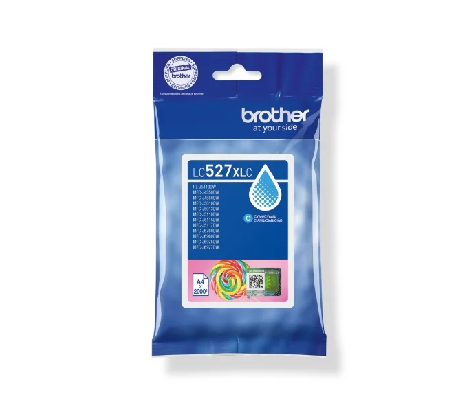 Brother LC527XLC  Cyan Ink Cartridge for MFCJ5010DW/MFCJ5110DW - 2000 page yield