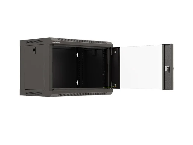 Lanberg rack cabinet 19" wall-mount 6U/540x350 (flat pack) with glass door black